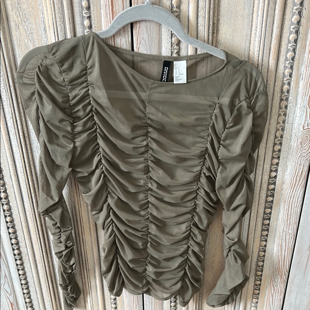 Olive Ruched Women's Top